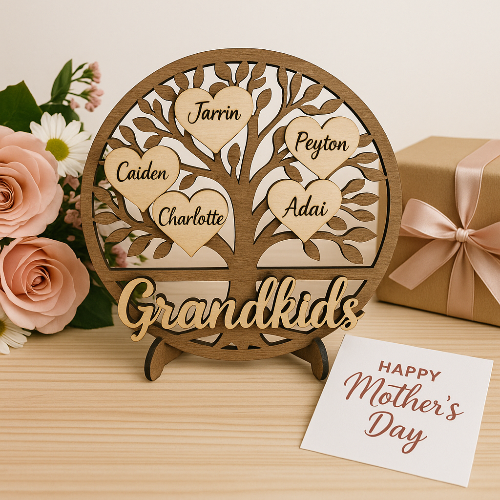Custom “Grandkids” Wooden Family Tree – Perfect Mother’s Day Gift!