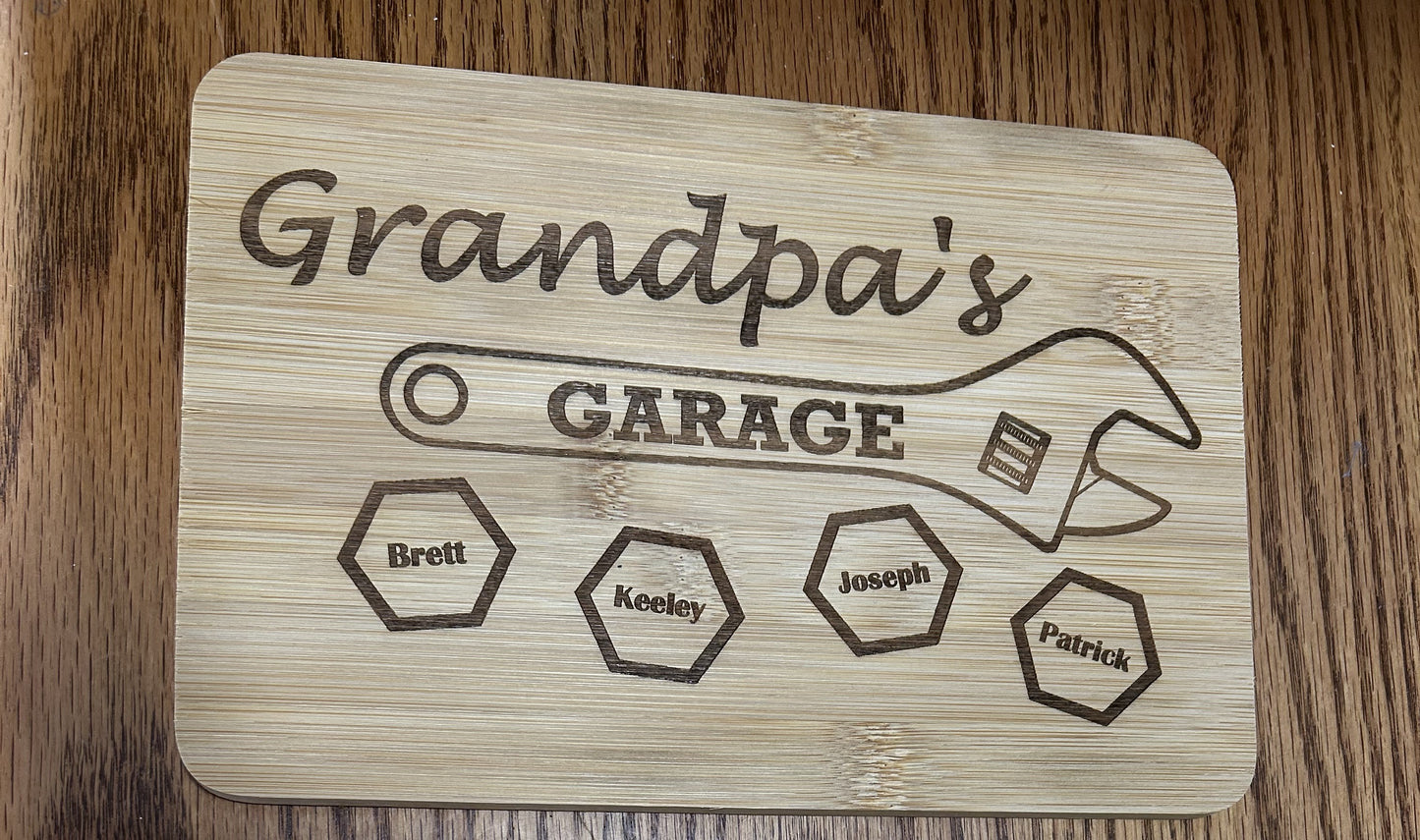 "Grandpa’s Garage" Personalized Wrench Plaque