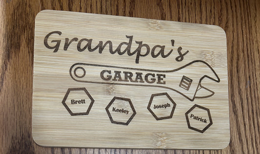 "Grandpa’s Garage" Personalized Wrench Plaque