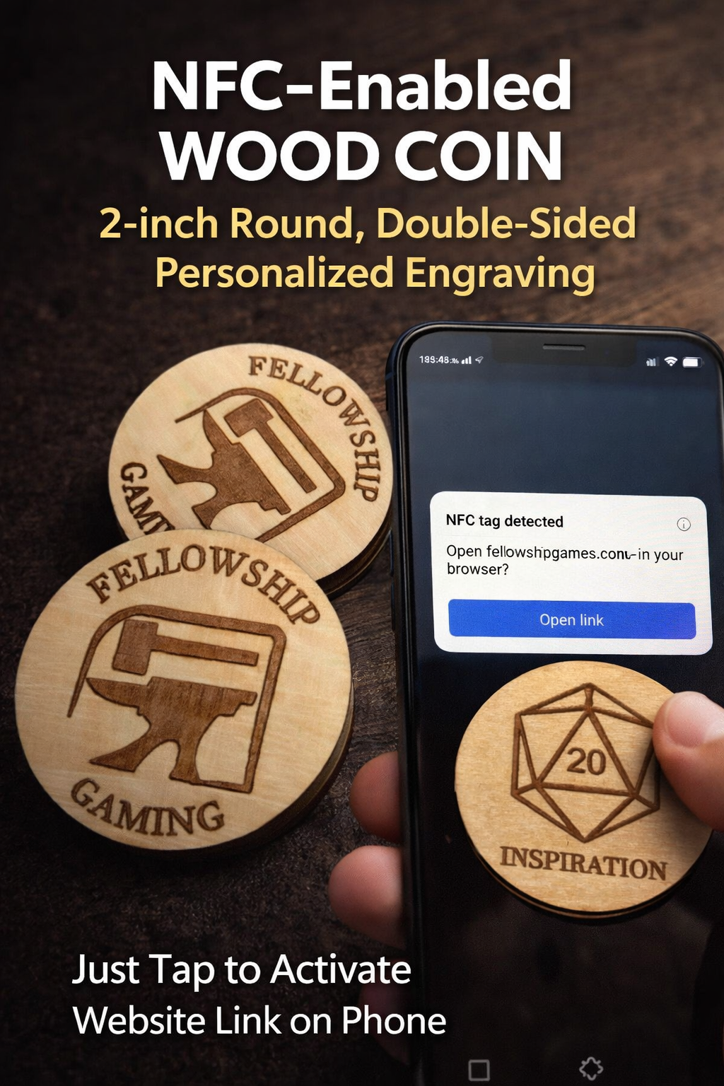 NFC Enabled Wood Coin – GSC Makers